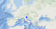 Distribución de la <i>Posidonia oceanica</i> (especie de pradera marina)