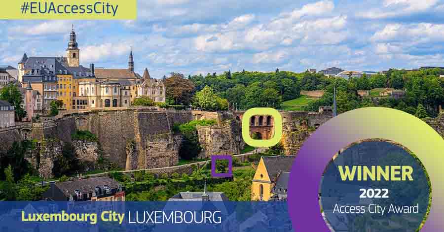 Luxembourg City winner of the 2022 Access City Award (banner with a picture representing Luxembourg City's main bridge)