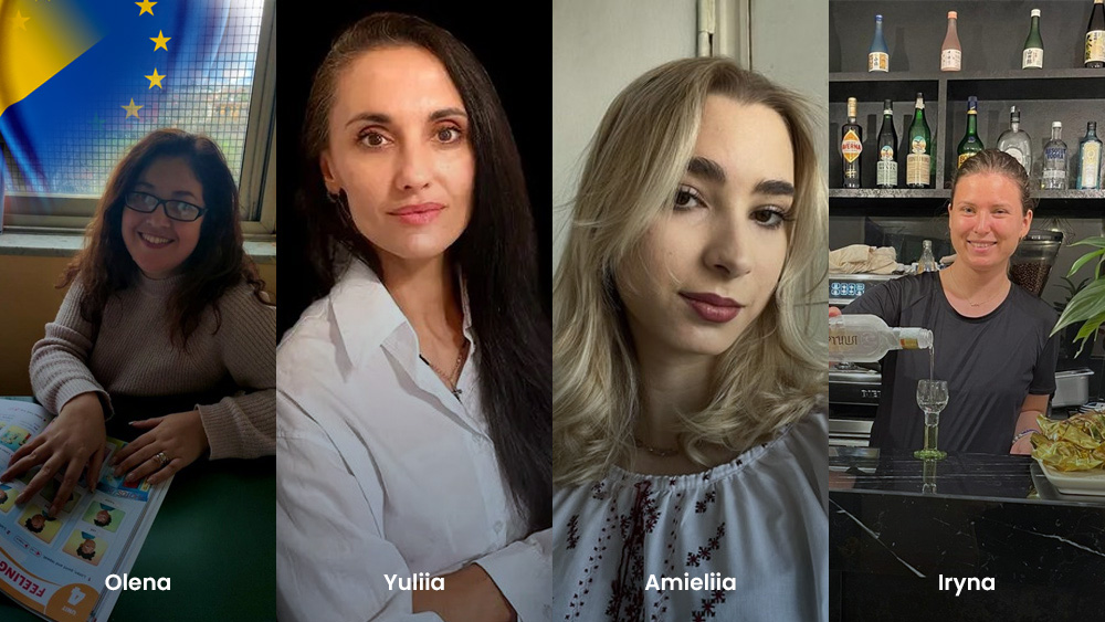 Pictures of the 4 women, Olena, Yulia, Amielia and Iryna whose story is told in the article