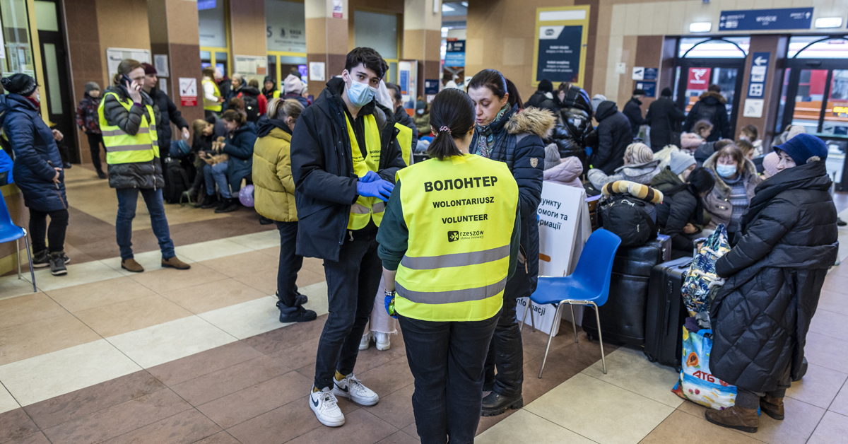 Refugees from Ukraine are seen at the reception and help point organised at the main railway station in Rzeszow, March 9, 2022.